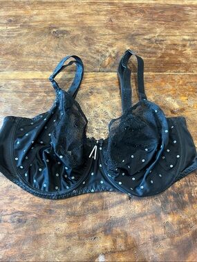 Empreinte Black Polka Dot Lace Underwire Bra